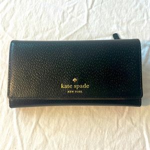 Kate spade black leather tri-fold wallet